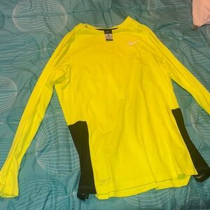 Nike Neon Yellow Long Sleeve Dri-FIT Top